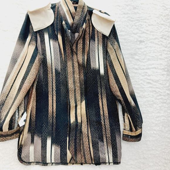 Blouse Size 14 Black Brown Beige Officewear Casual Professional Secretary Resort - Picture 13 of 16
